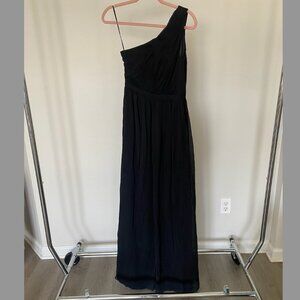J Crew Black One Shoulder Floor Length Dress